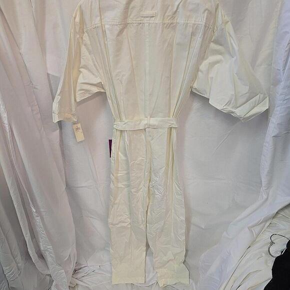 Vintage ‘80’s Lizsport Short Sleeve Jumpsuit With Elastic Waist White Size L NWT - Picture 5 of 14